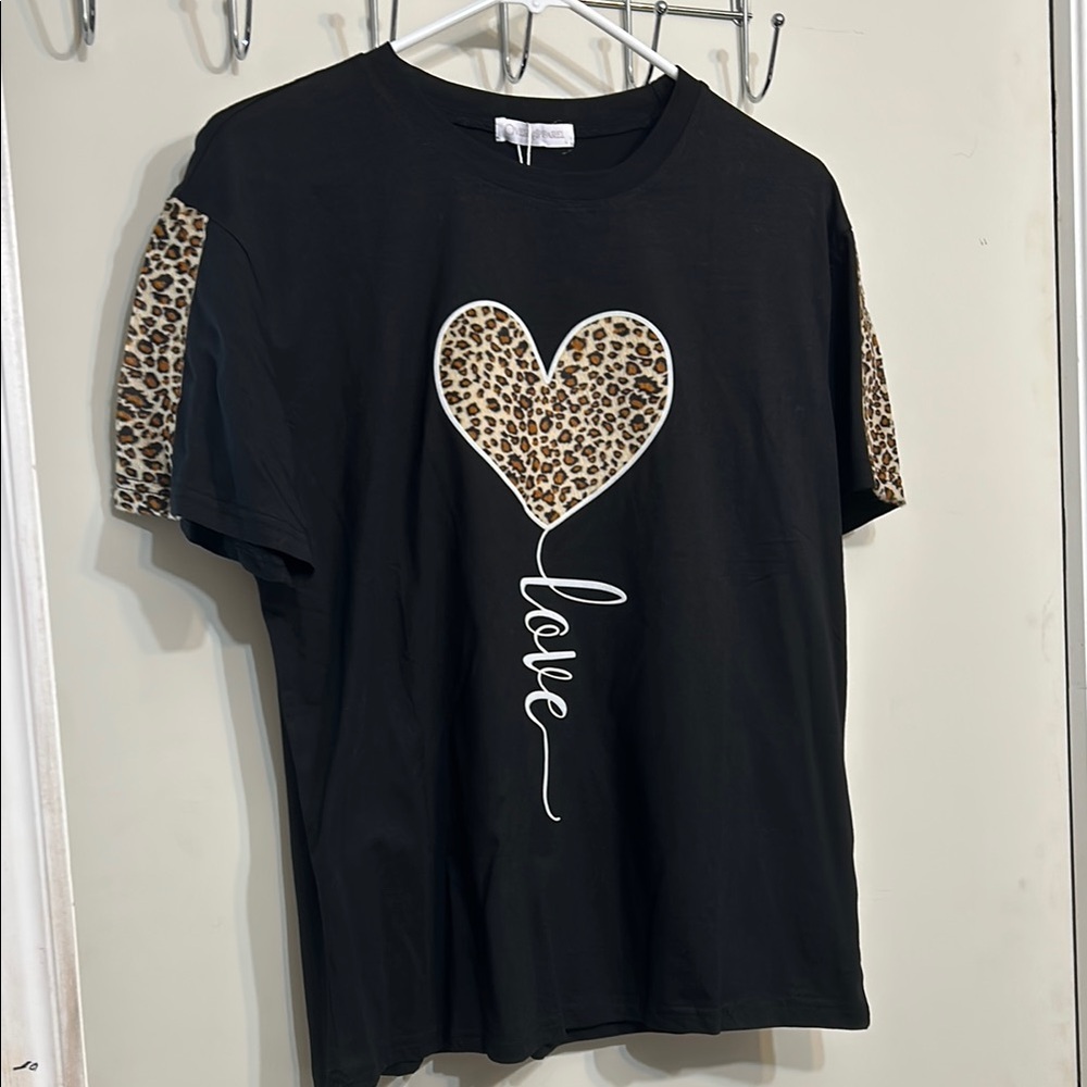 Black Leopard Heart T-Shirt